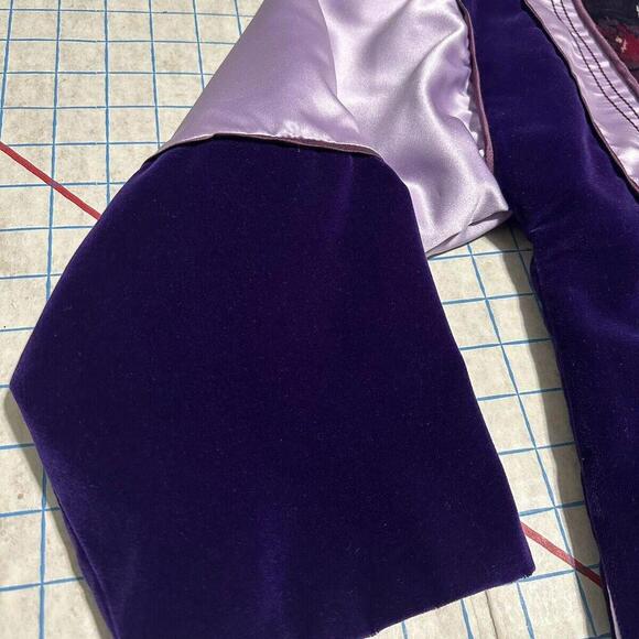 Handmade Purple Satin Floral Open Boho Jacket Opus 1 100% Cotton Hippie One Size - Picture 4 of 15